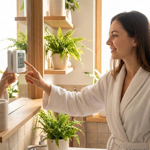 Waterproof Digital Shower Clock with Timer, Temperature and Humidity Monitor