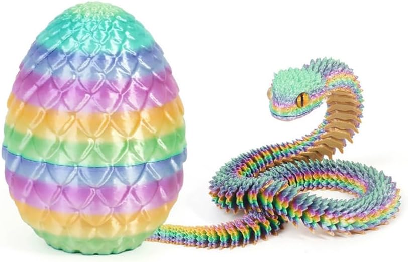 Skiennix 3D Printed Rainbow Snake Eggs - Unique Desk Decor for Home & Office