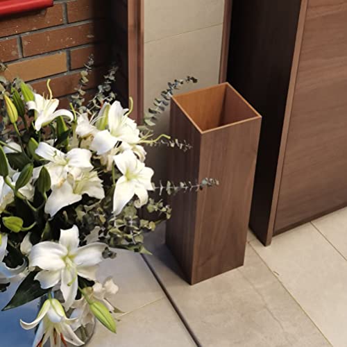 Square Wooden Umbrella Stand - Farmhouse Entryway Storage Bucket
