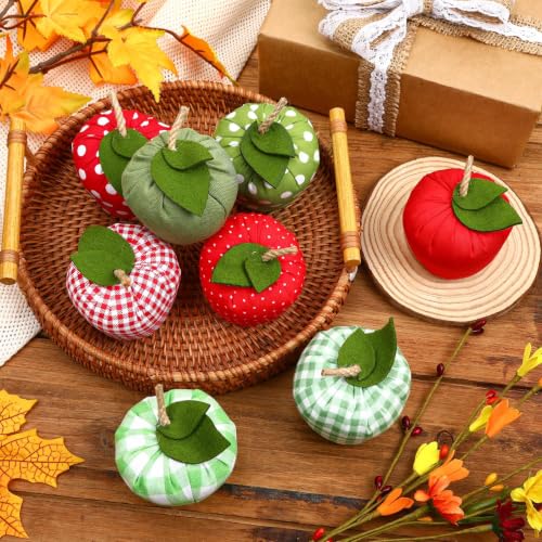 8 Pcs Artificial Fabric Apples - Fall Table Decor & Bowl Filler