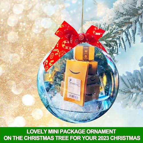 Christmas Gift Box Ornaments Set - Clear Mini Holiday Tree Decorations