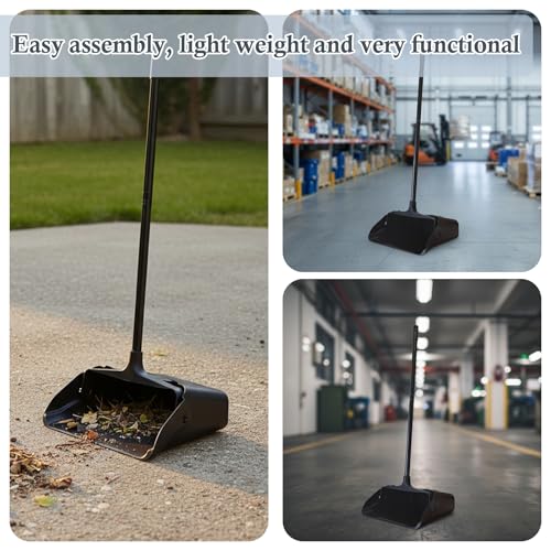 Heavy Duty Upright Commercial Dustpan with Long Handle & Wheels