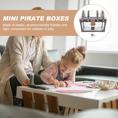 Clear Plastic Pirate Treasure Chest for Kids - 5.11-inch Treasure Box Toy