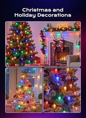 Minetom Multicolor 82FT LED Christmas String Lights with 100 Connectable Bulbs & 8 Modes