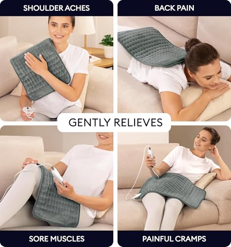 Electric Heating Pad 12x24 for Back Pain Relief, Soft Microplush Heat Therapy