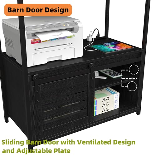 6-Tier Industrial Kitchen Bakers Rack with Power Outlet and Storage Cabinet