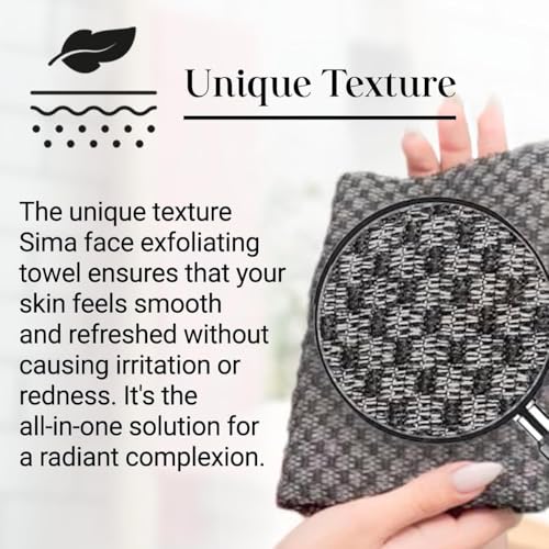 Sima Black Exfoliating Washcloth Face & Body Scrub Towel 1 Pack - Double-Sided, Hexagon Fibers