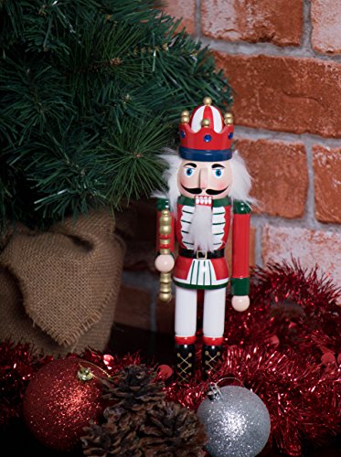 Clever Creations White King 10-Inch Traditional Wooden Nutcracker - Festive Christmas Decor for Shelves & Tables