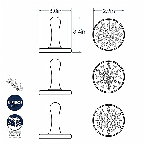 Nordic Ware Snowflake Cookie Stamps Set of 3 - Cast Aluminum Biscuit Maker