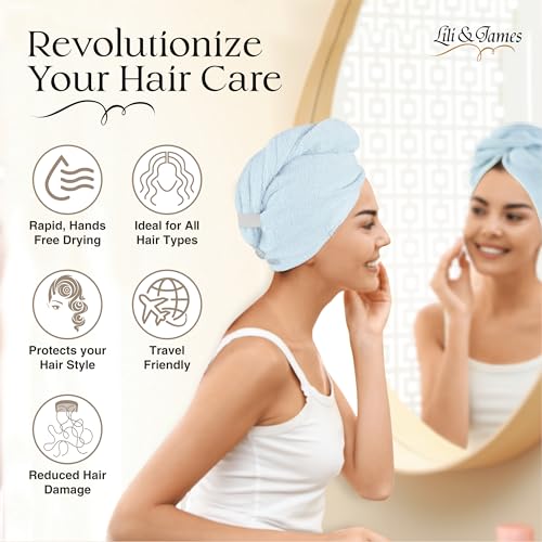 100% Cotton Hair Towel Wrap - Quick Dry Anti-Frizz Turban for All Hair Types