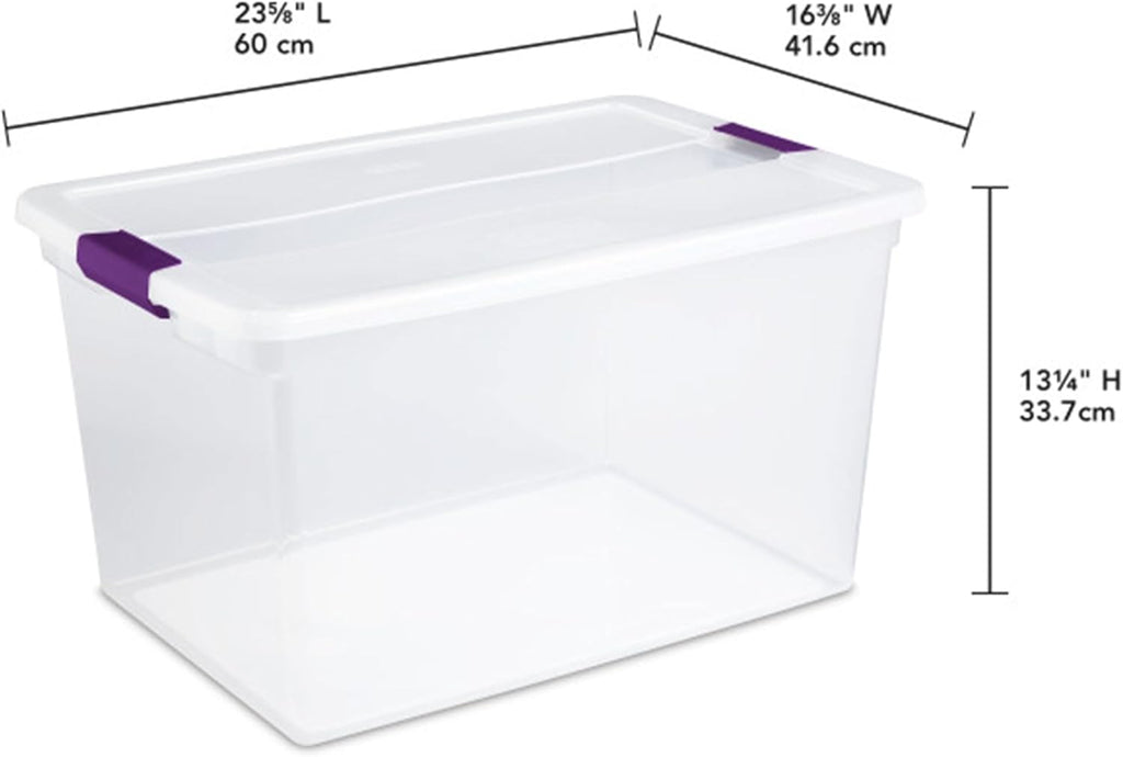Sterilite 6 Pack ClearView Latch Storage Bins - Stackable 66 Quart Organizer Containers for Home & Closet