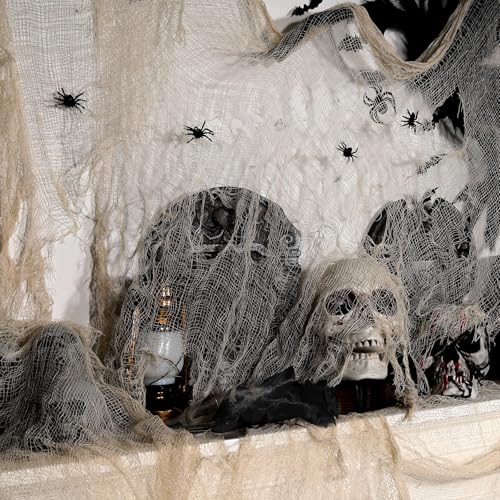 320 x 80 Inch Halloween Creepy Cloth - Spooky Gauze Fabric Decor, Beige