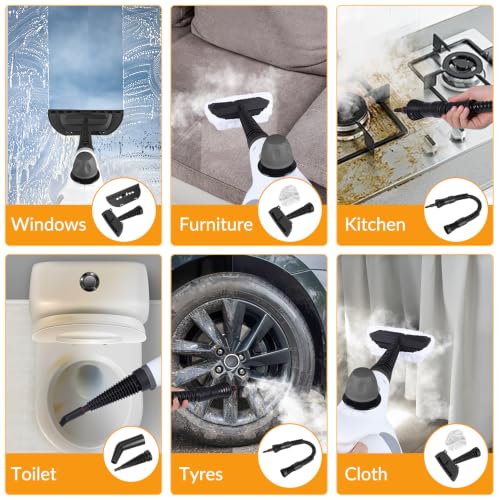 Handheld Steam Cleaner with 12-Piece Accessory Set for Deep Home Cleaning