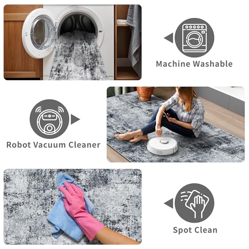 2x5 Washable Runner Rug, Non-Slip Low Pile Carpet for Hallway and Kitchen