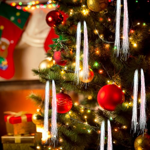 3000 Pcs Iridescent Icicle Tinsel Strands - 18 Inch Christmas Tree Foil Decor