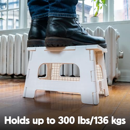Foldable Step Stool for Adults - 8-Inch Lightweight Collapsible Stool