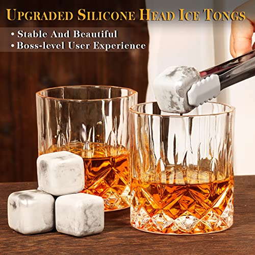 Oaksea Boss Day Whiskey Stones Set - 6 Stainless Steel Chilling Cubes & Glasses Gift for Men Boss Him Christmas Anniversary