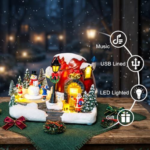 Musical Christmas Snowman Village Figurine,5.5"Lighted Resin Tabletop