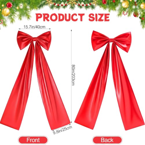 Halloscume Red Metallic Extra Large Christmas Bow 80 x 15 Inches for Front Door