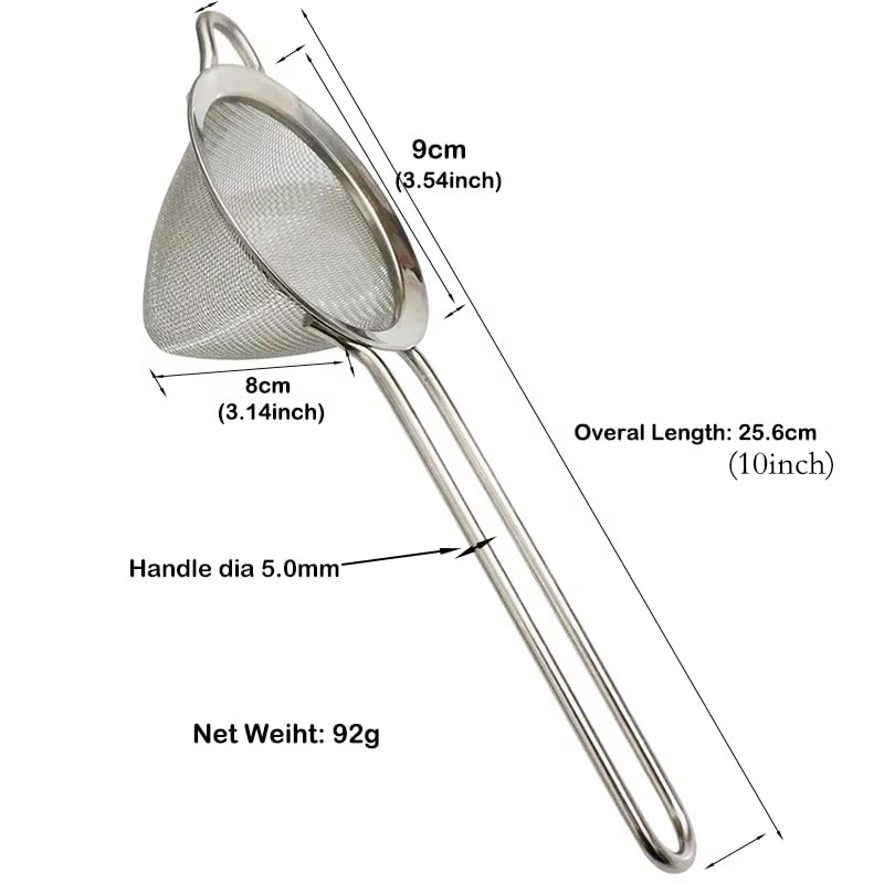 Cocktail Geek Stainless Steel Fine Mesh Cocktail Strainer Set of 2 with Long Handles