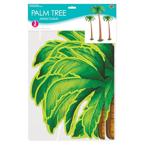 Jointed Palm Tree Wall Cutouts - 3 Pack, 4ft and 6ft Tropical Party Decor