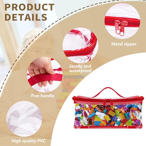 3-Piece Clear PVC Toy Storage Bags with Handles and Zipper, 9.4-inch