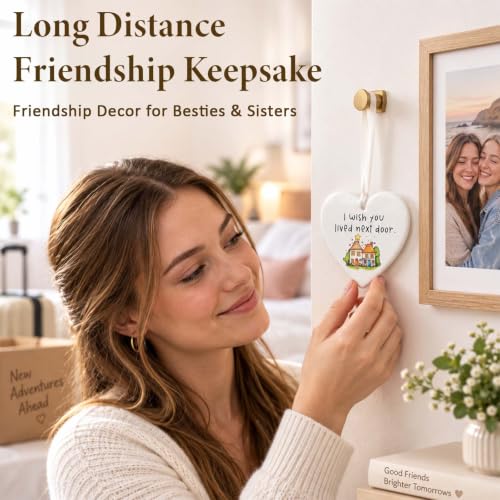 Long Distance Heart-Shaped Ceramic Christmas Ornament – 3 Inch Gift for Faraway Friends