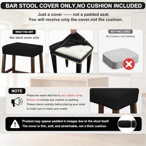 Waterproof Rectangle Bar Stool Covers - 2 Pack Stretch Seat Protectors