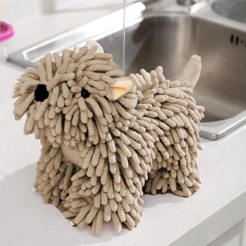Soft Chenille Hand Towel Ball - Absorbent Cartoon Puppy Bathroom Decor
