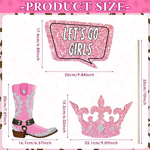 26-Piece Western Cowgirl Photo Booth Props Kit for Party Decorations