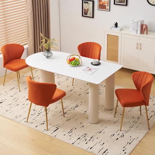 Velvet Dining Chairs Set of 2, Upholstered Vanity Chairs with Gold Metal Legs