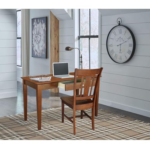 Solid Wood Desk and Chair Set with Drawer - Espresso Finish