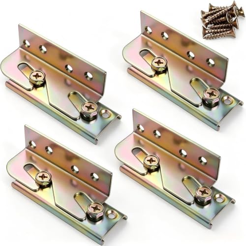 Heavy Duty Bed Rail Brackets - 4 Sets Galvanized Steel Bed Frame Connectors