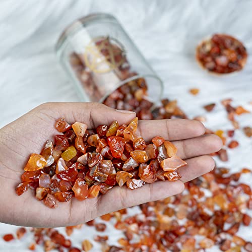 Natural Carnelian Crystal Chips - 1/2 lb Polished Gemstone Rocks for Decor