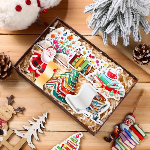 Christmas Wooden Book Lover Ornament Set - Stack of Books - 36 Pack