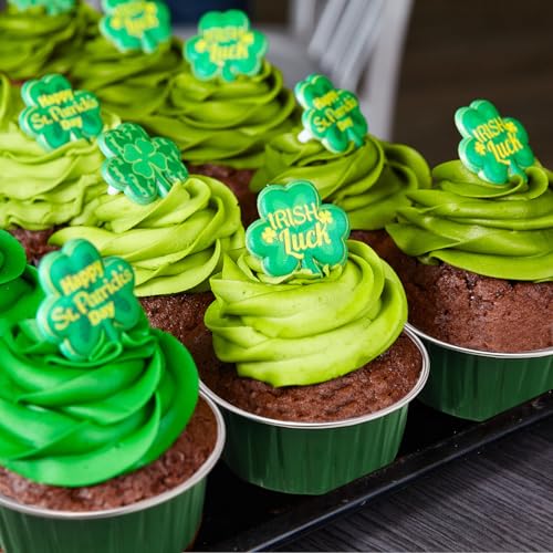 Green Mini Aluminum Foil Cupcake Liners with Lids - 5oz Baking Cups, 50 Pcs