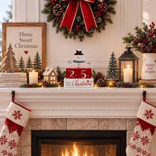 Eternhome Wooden Christmas Countdown Calendar Snowman Farmhouse Decor