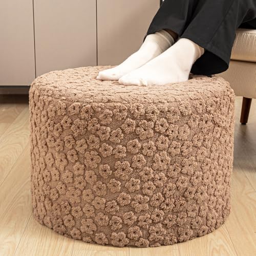 Round Foam Pouf Ottoman 20-inch Footrest for Living Room and Bedroom