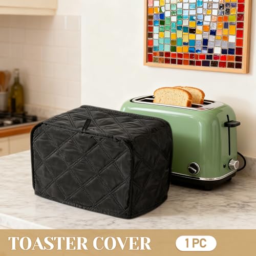 Quilted 2-Slice Toaster Cover - Universal Dust Protector, Black