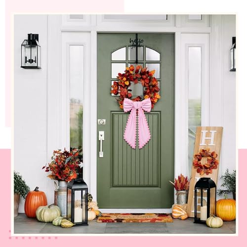 2-Pack Pink and White Plaid Wreath Sash with Scalloped Edge - 5 x 55 Inches