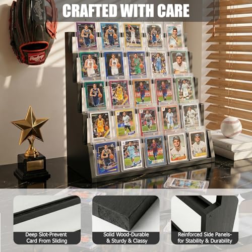 5-Tier Wooden Graded Trading Card Display Stand for Sports Cards