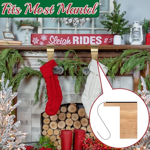 Non-Slip Metal Christmas Stocking Holders for Mantel - 4 Pack, Bronze