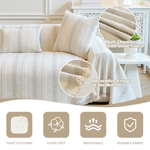 Washable Chenille Sofa Cover - Non-Slip Pet Furniture Protector (71" x 102")
