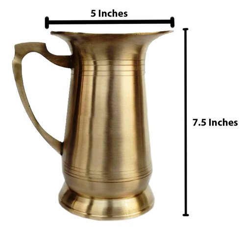 Pure Brass Jug Plain For Drinking And Serving Capacity -1000 ML