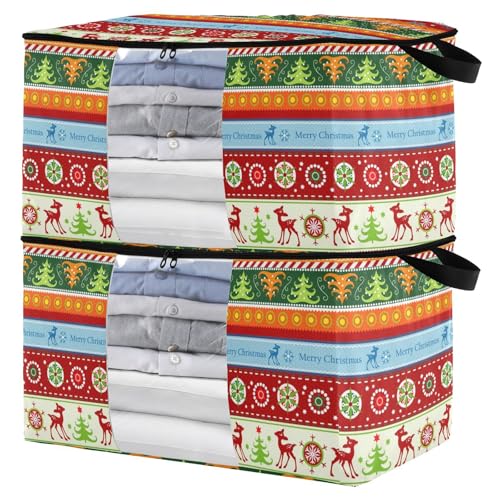 ZAZYXTJ 95L Christmas Storage Bag 60L/95L Large Capacity 2-Pack (Medium) – Foldable Clothes Organizer with Window