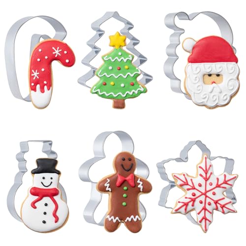 Husfunov 6pcs Christmas Cookie Cutters Set - Holiday Biscuit Shapes