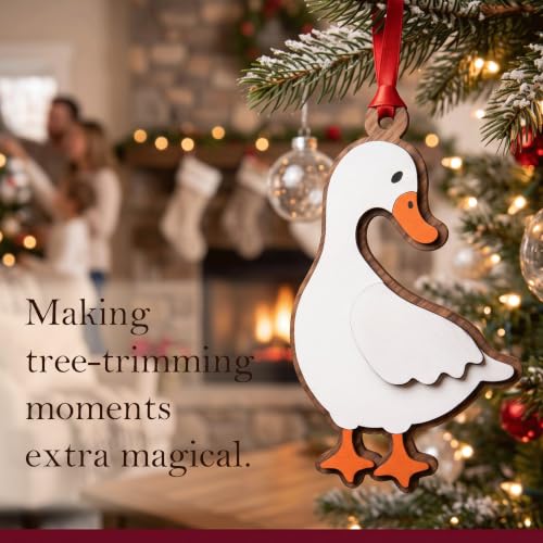 Duck Christmas Ornament - 4 Inch Writable Wooden Name Ornament