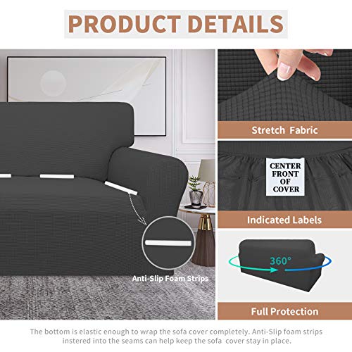 100% Waterproof Couch Cover - Stretch Jacquard 3-Cushion Sofa Slipcover