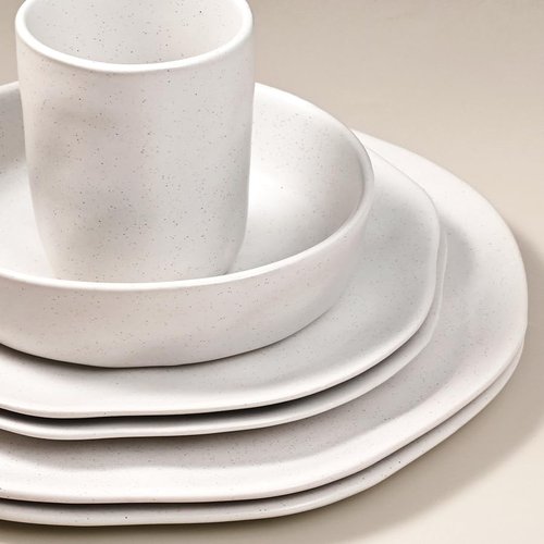 Cabtnca Modern Ceramic Dinnerware Sets for 4, 16 Pieces Stoneware Plates and Bowls Sets, Highly Chip Scratch Resistant, Microwave & Dishwasher Safe Dish Set for Home Kitchen, Speckled White