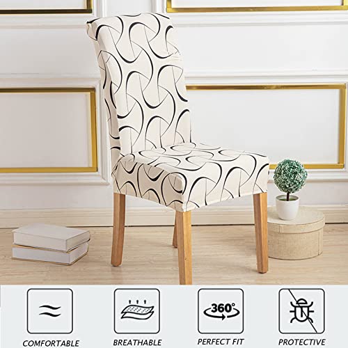 Beige Stretch Spandex Chair Covers Set of 4 for Dining Room